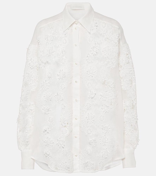 Halliday lace-trimmed ramie shirt