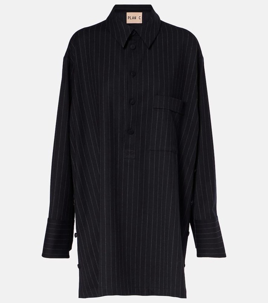 Pinstripe wool-blend shirt