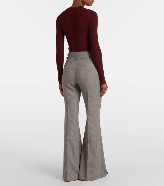 Rhein houndstooth wool flared pants