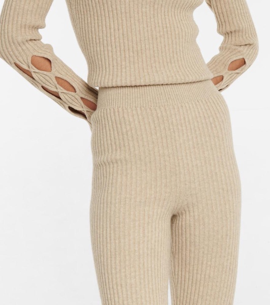 Ribbed-knit wool-blend flared pants