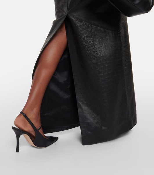 Mock-croc leather maxi skirt