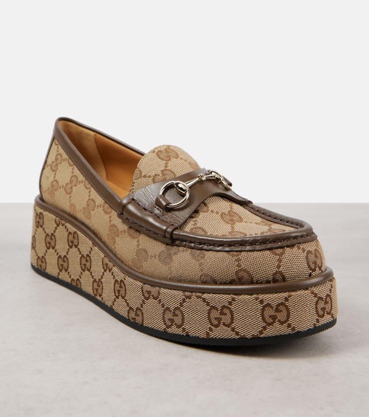 Horsebit GG Canvas platform loafers