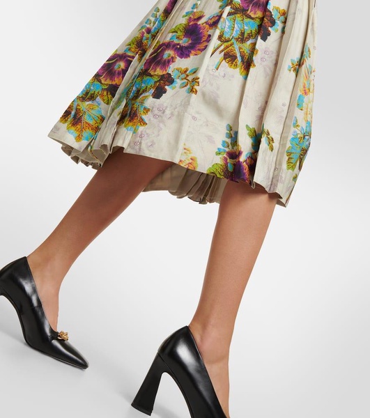 Floral satin midi skirt