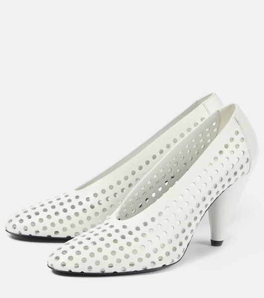 Perforated Cone leather pumps 