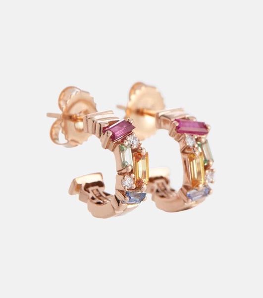 Ella Rainbow 18kt rose gold earrings with diamonds and sapphires