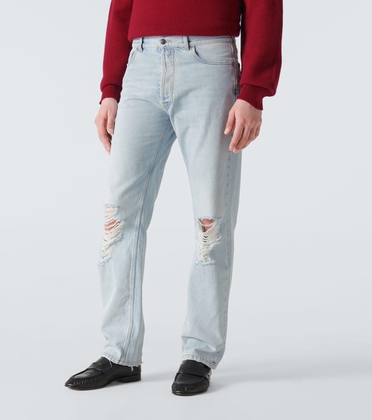 Burted distressed straight jeans