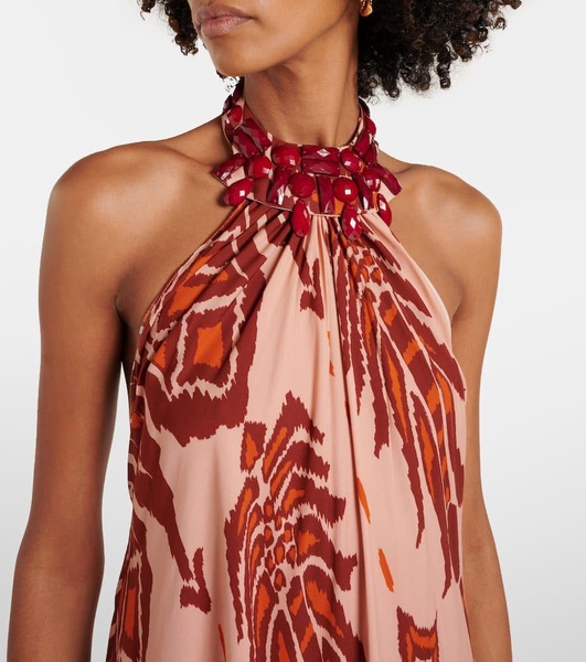 Printed halterneck silk gown