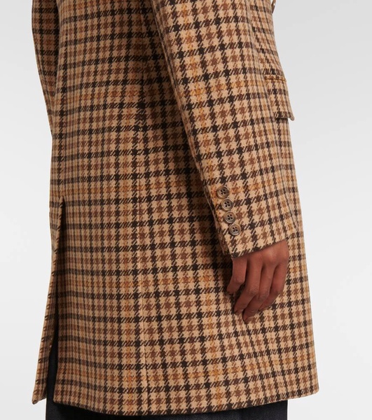 Houndstooth wool-blend coat