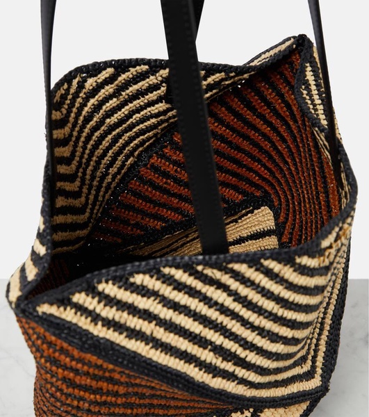 Paula's Ibiza Puzzle Fold Medium raffia tote bag