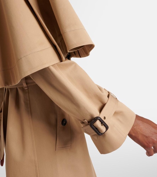 Caped cotton gabardine trench coat