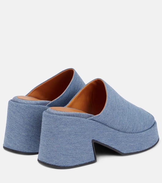 Platform denim mules