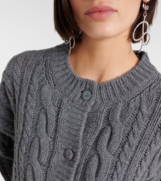 Cable-knit wool and cashmere cardigan