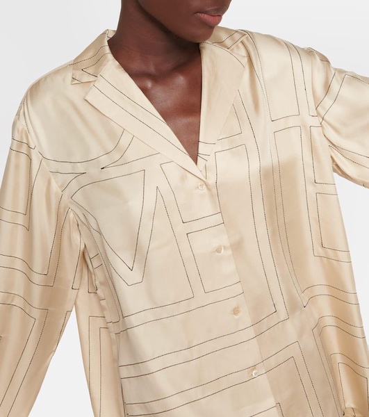 Logo-embroidered silk shirt