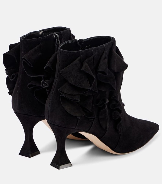 Pompa ruffled suede ankle boots