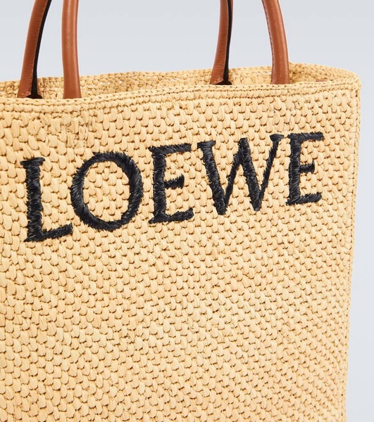 Logo raffia tote bag