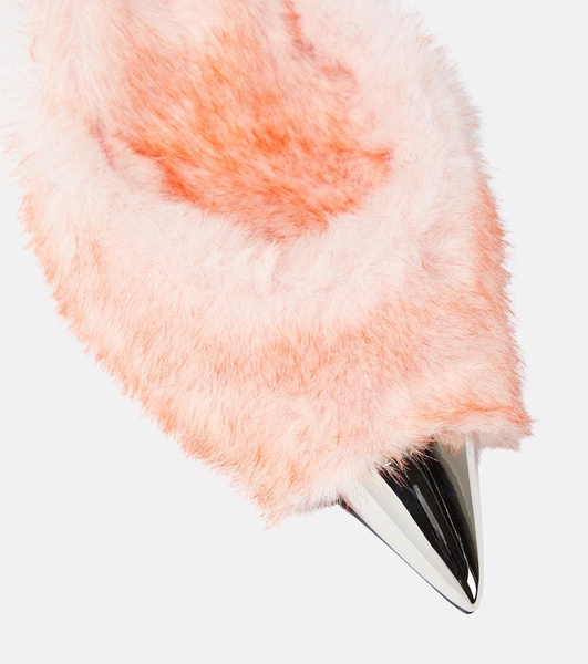 Dagger faux fur-trimmed pumps