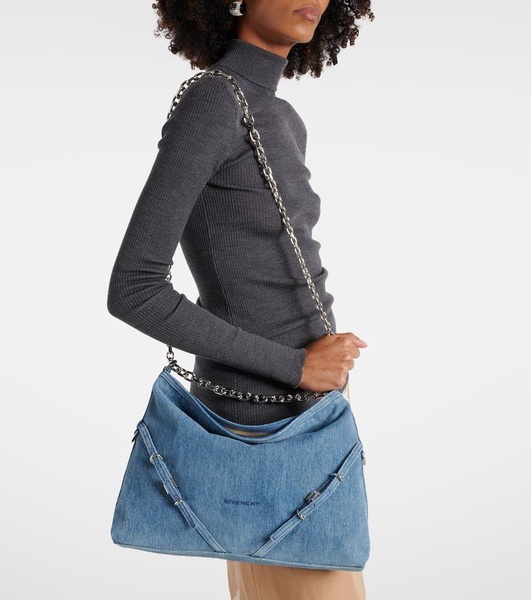 Voyou Chain Medium denim shoulder bag