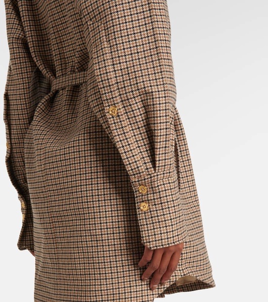 Houndstooth flannel shirt dress