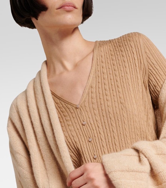 Cable-knit cashmere and silk cardigan 