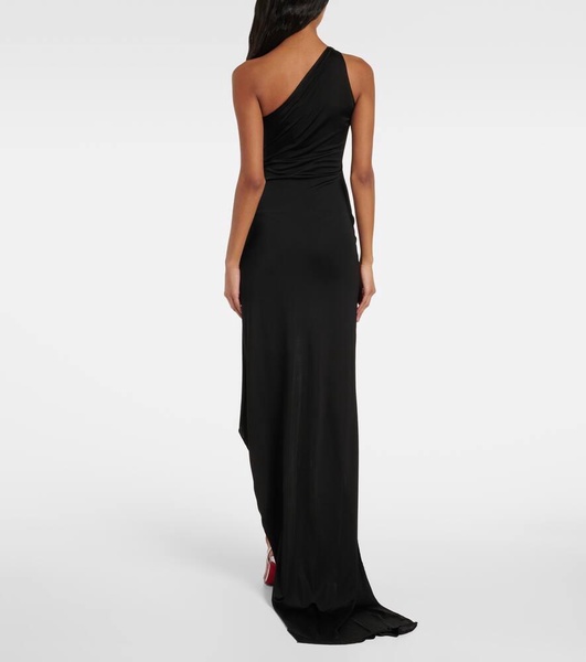 Embroidered asymmetric gown