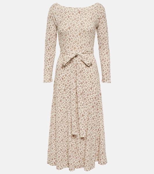 Floral jacquard cotton midi dress