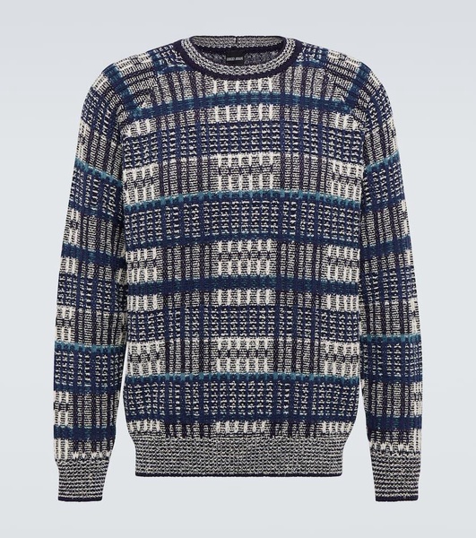 Checked cotton-blend sweater