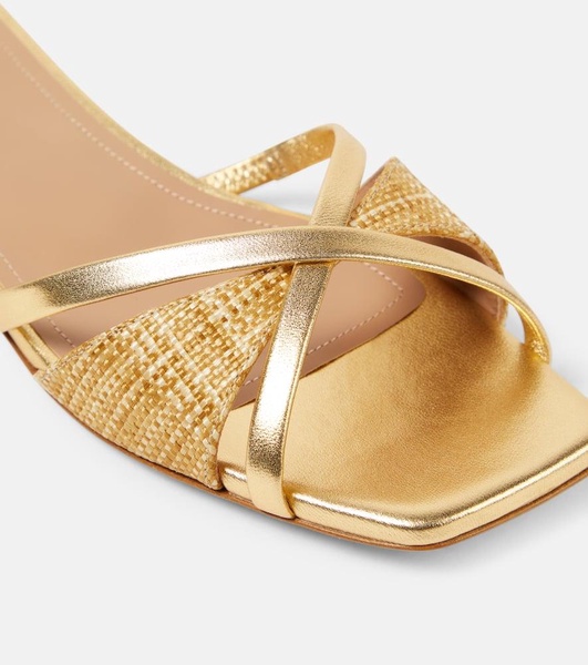 Penn raffia and metallic leather sandals