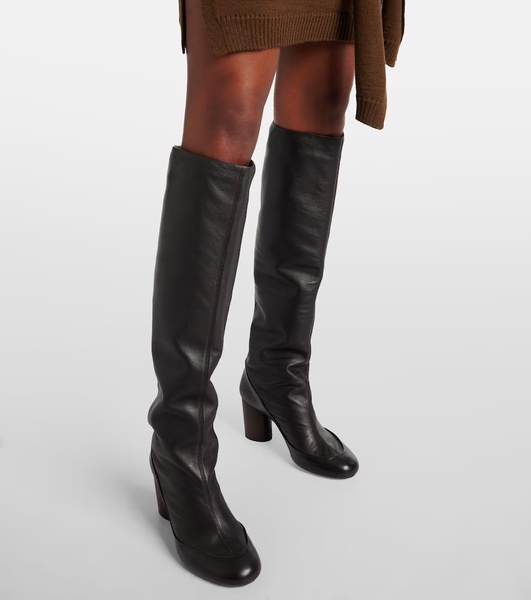 Glove leather knee-high boots