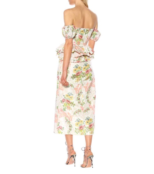 Peplum floral silk-blend skirt