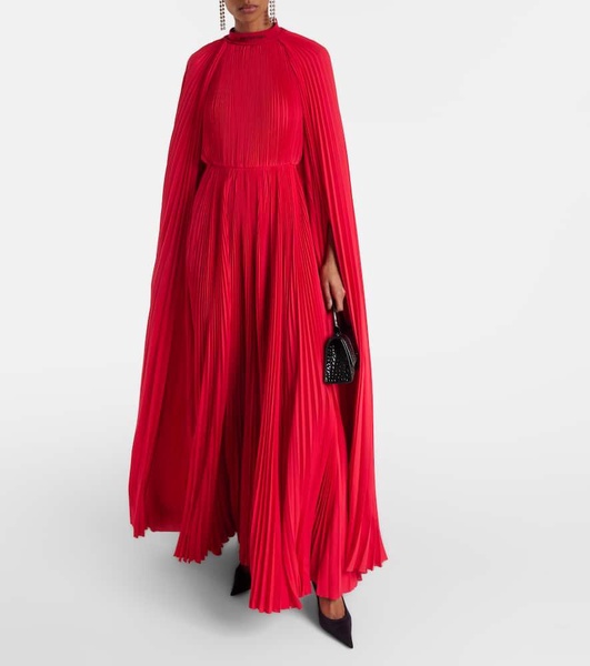 Caped pleated gown