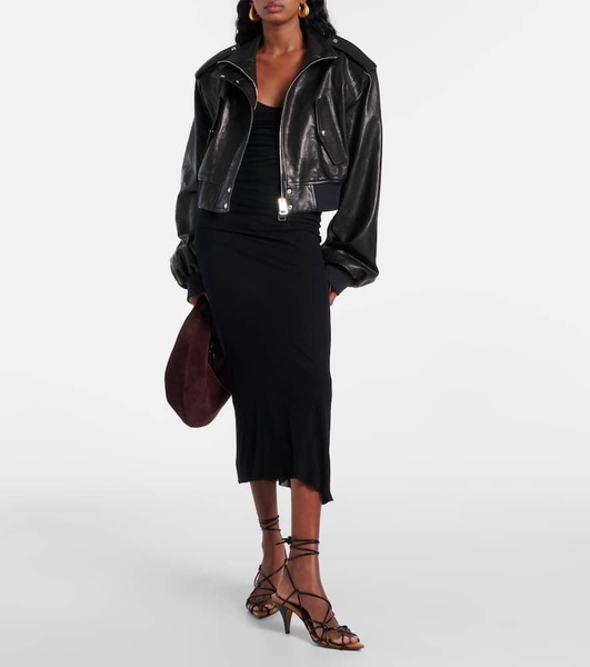 Kember cropped leather bomber jacket