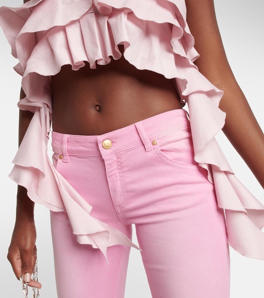 Ruffled halterneck crop top