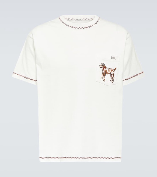 Griffon embroidered cotton jersey T-shirt