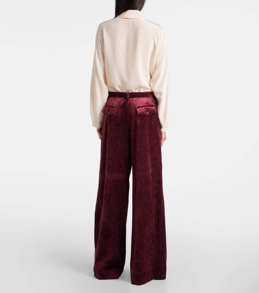 Mid-rise corduroy wide-leg pants