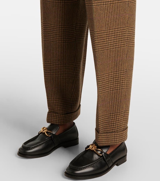 Wool-blend tweed straight pants