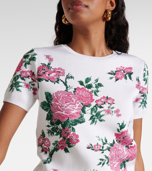 Floral silk-blend top