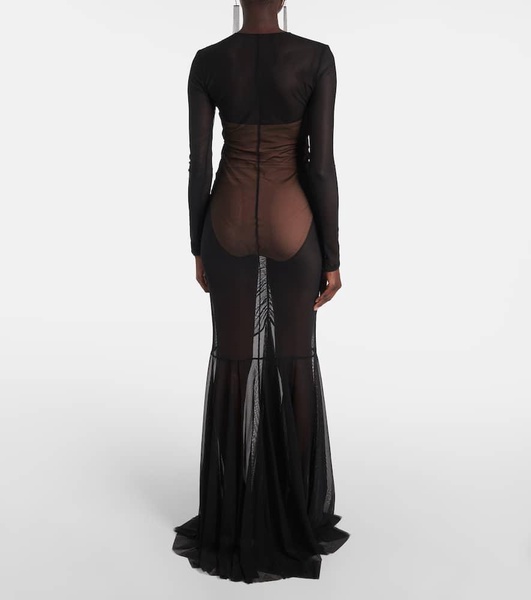 Shirred sheer gown