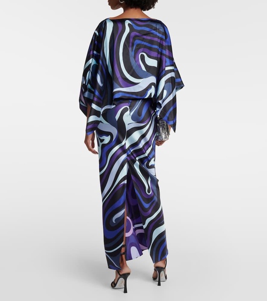 Marmo printed silk twill long dress