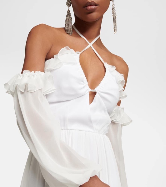 Off-the-shoulder silk gown