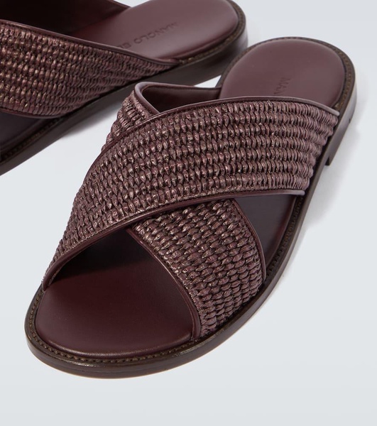 Otawi leather-trimmed raffia sandals