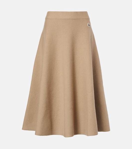 Wool-blend midi skirt