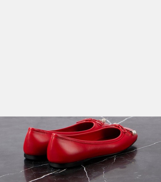 Elme bow-detail leather ballet flats