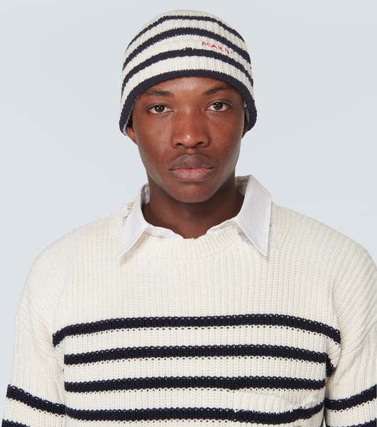 Striped virgin wool beanie