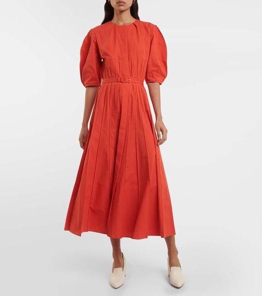 Caden puff-sleeve cotton midi dress