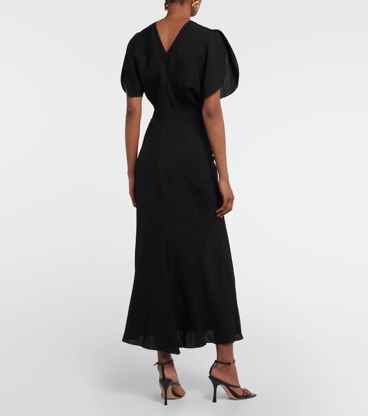 Gathered viscose midi dress