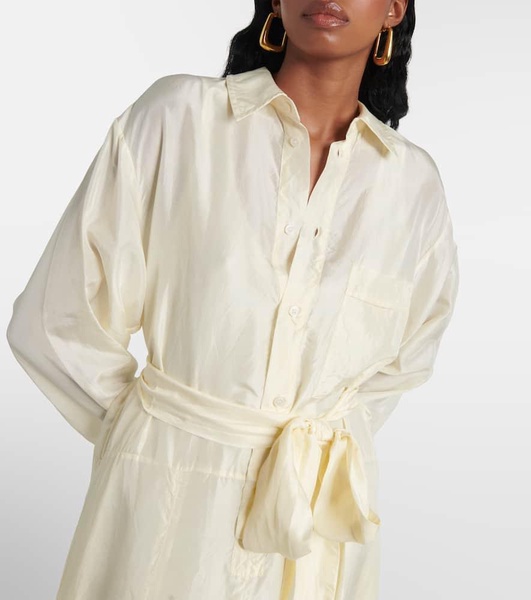 Belted silk shirtdress