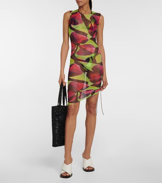 Printed ruched minidress