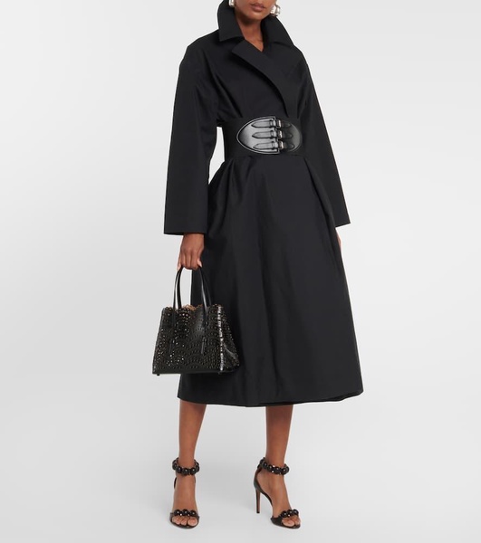 Belted cotton-blend coat