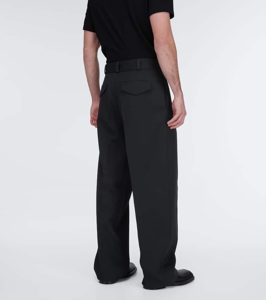 Mid-rise wide-leg wool pants