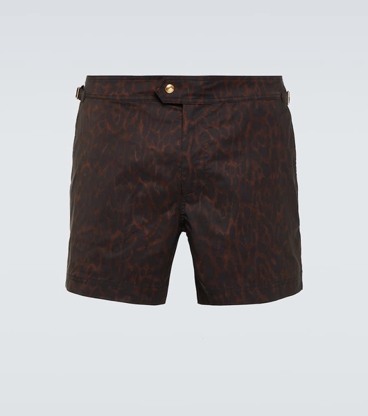 Cheetah-print swim trunks